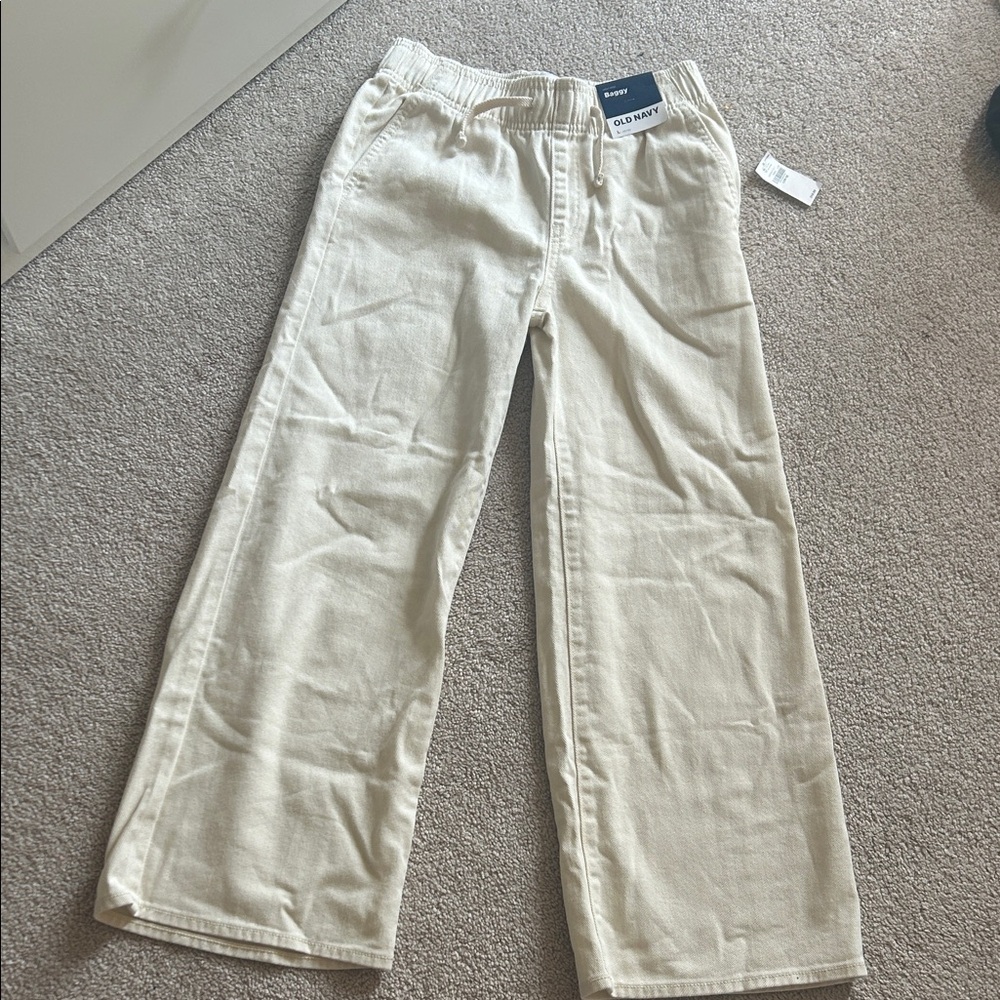Old Navy Cream High-Rise Baggy Pants